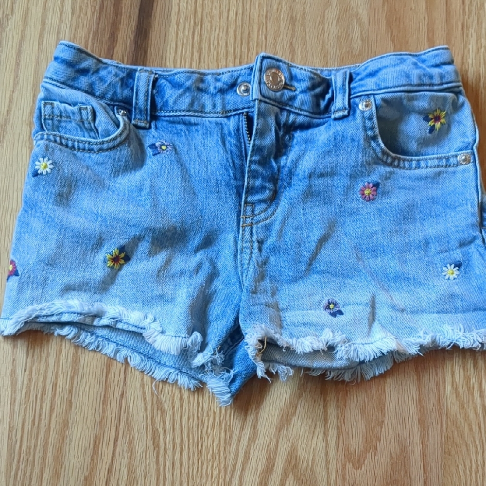 Cat & Jack Light Blue Floral Embroidered Jean Shorts